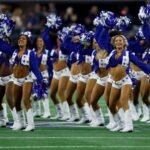 The Dallas Cowboys cheerleaders perform at a game this year.