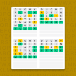Quordle answers for game 1734 on a yellow background