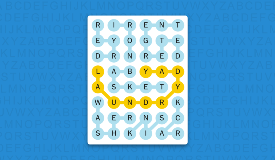 NYT Strands answers for game 965 on a blue background